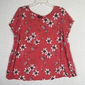 Torrid Floral Print Top Womens 1 Short Sleeve Cross Back